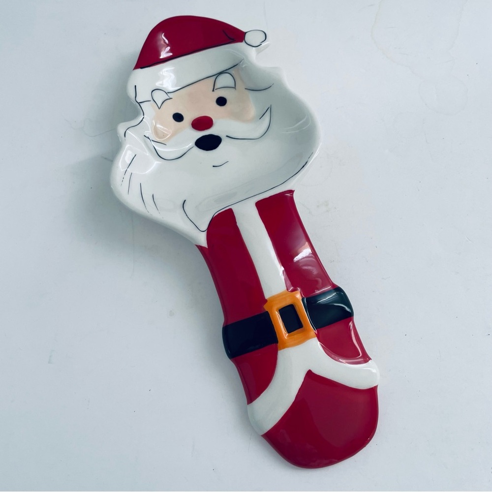 Sleigh Bell Bistro ceramic Santa Claus Spoon Rest NWT Holidays, Cooking, baking